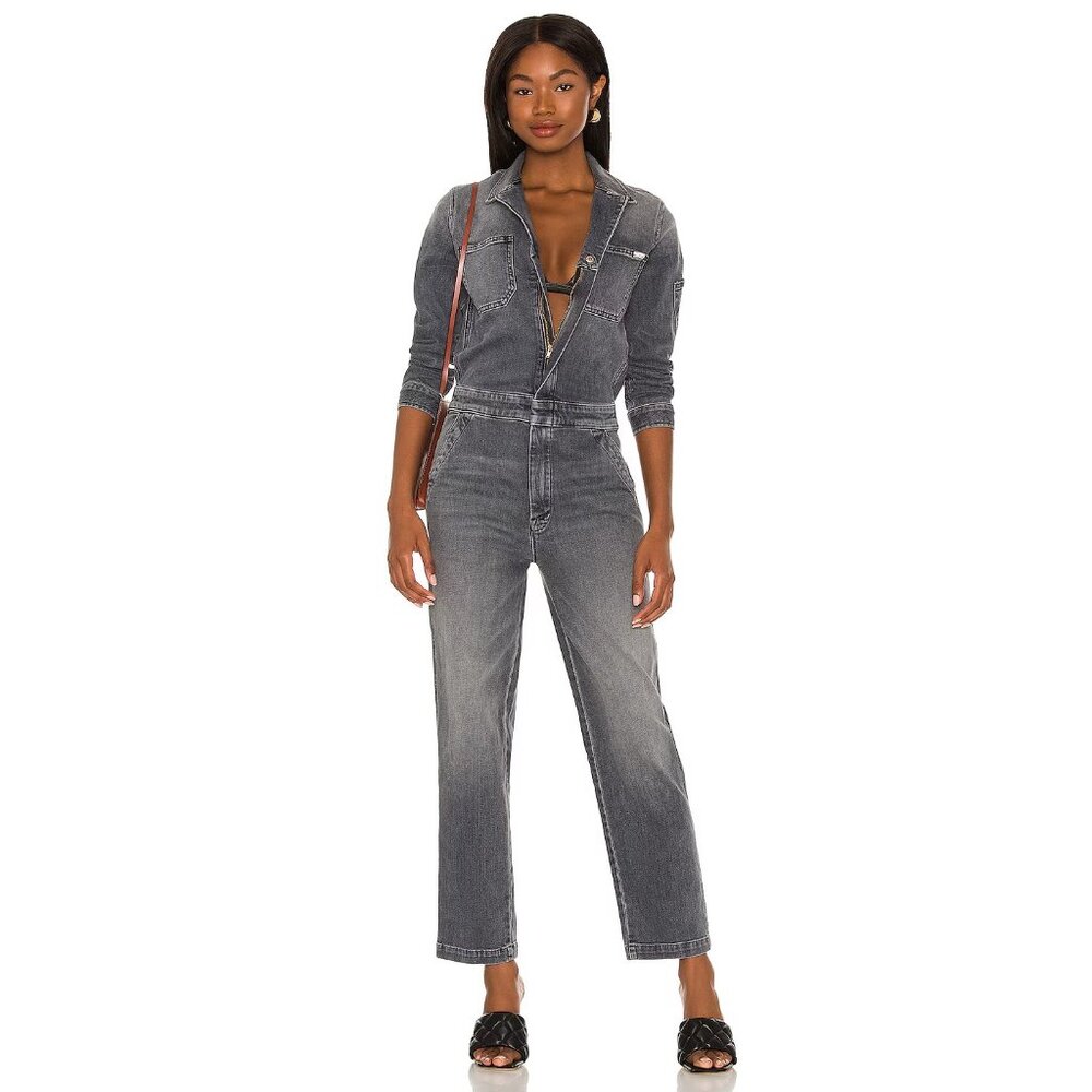 NWT Mother The Half Spring Take-Off Ankle Jumpsuit in Stitching In The Dark XS